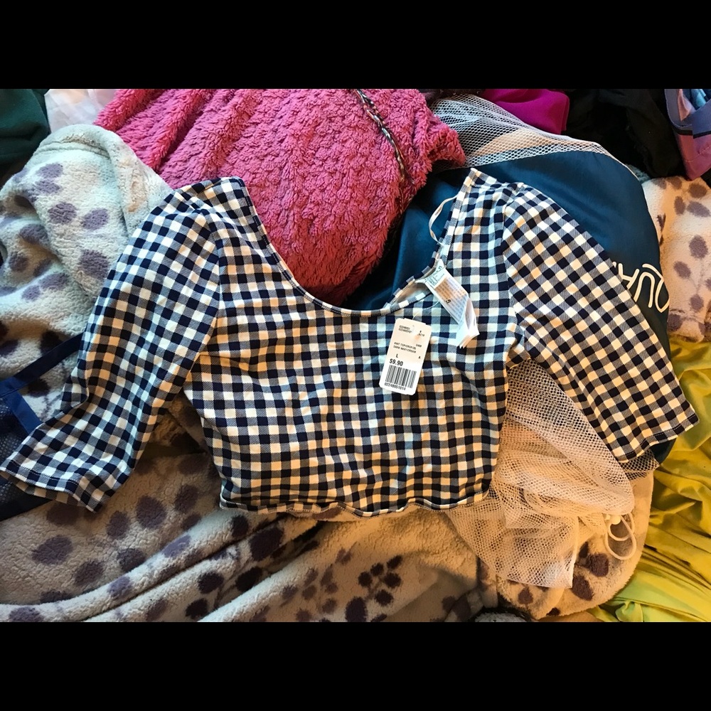 Forever 21 blue and white checkered crop top